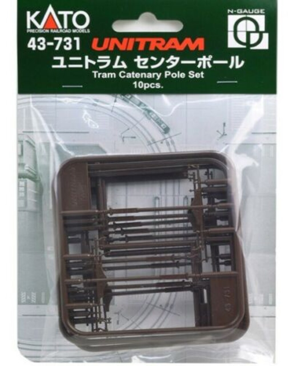 Kato N-Scale N Unitram Tram Catenary Pole Set (10 pcs) Train Track